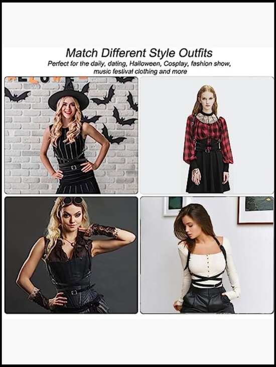 Faux Leather Body Harness Belt Adjustable Punk Goth Chest Straps Harness for main image 6